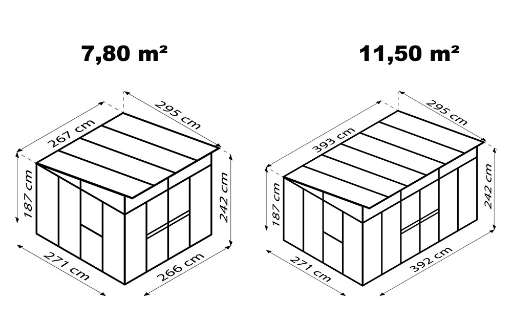 Schéma des dimensions de la serre Aphrodite