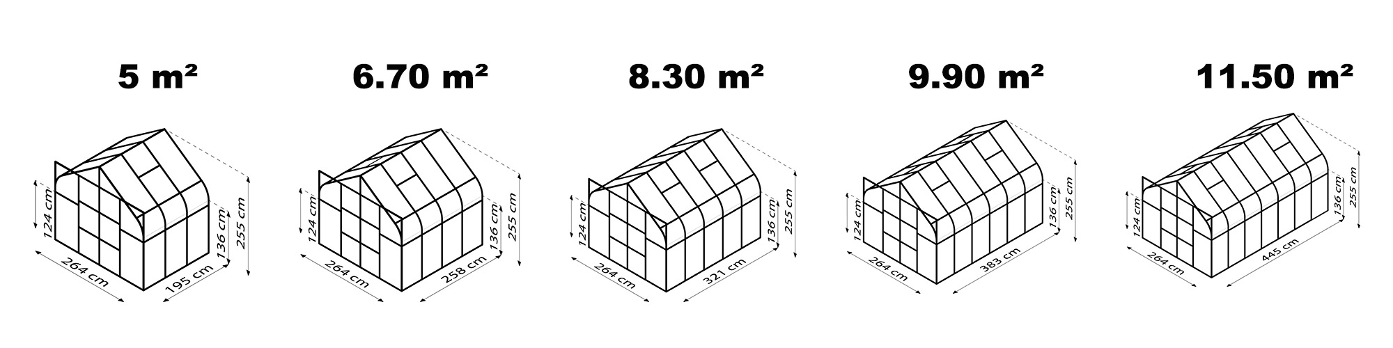 schéma des dimensions de la serre Diana